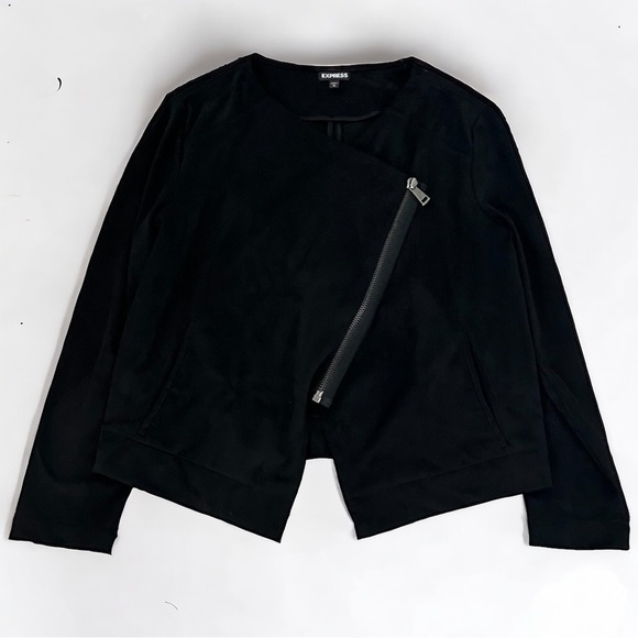 Express Faux Suede Moto Motorcycle Zip Blazer Women’s size Large - Picture 1 of 11